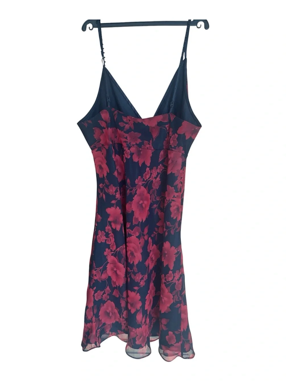 075–Floral Slip Dress Nightgown - Black & Red